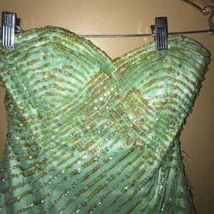Aqua Sequin Size XS Prom Dress